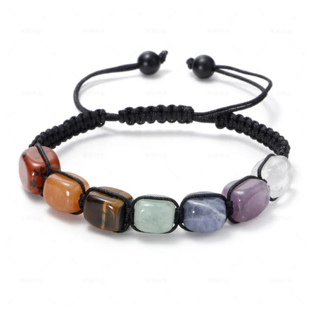 Natural Crystal Amethyst tiger Eye clear Quartz Agate 8mm Beads 7 Chakra Healing Yoga Woven Bracelets for Women and Men