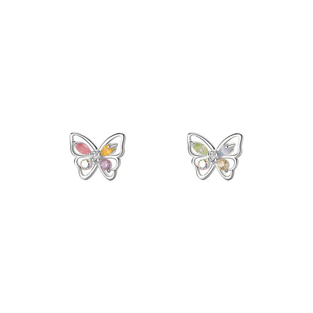 Wholesale Luxury 925 Sterling Silver Colored Crystal Butterfly Earrings for Women Butterfly Stud Earrings Jewelry