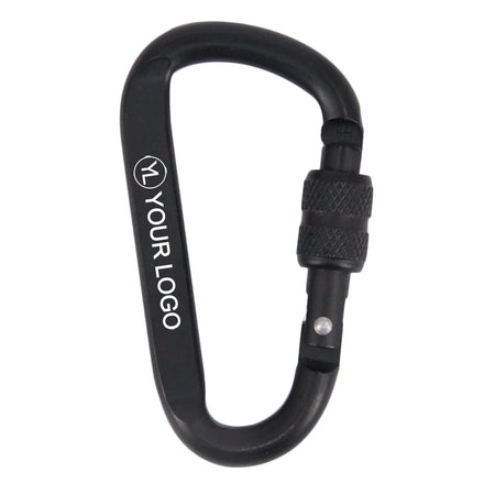 Custom Logo Safety Spring Hook Screw Gate Aluminum D Shaped Carabiner Clips for Promotional Giveaway