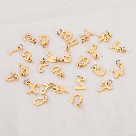 Wholesale Stocked 316 Stainless Steel 18k Gold Jewelry 26 Alphabet Letters