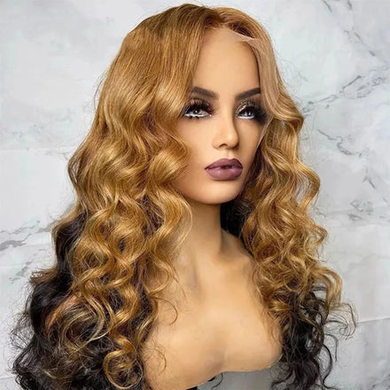 Wholesale Vendor Brazilian Indian Peruvian Human Hair Wig Ombre Brown Color Body Wave HD Lace Front Wigs
