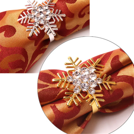Snowflake Napkin Rings Sparkling Napkin Holders Buckles Party Table Xmas Charm Decor