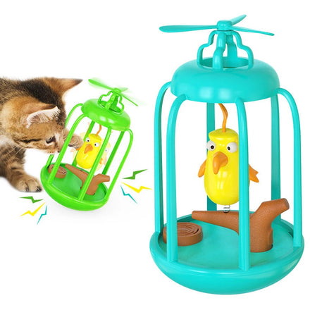 Wholesale Cute Artificial Birdcage-Shaped Cat Tumbler Eco-friendly Sustainable Plastic Toy with Sound Propeller for Play Birds