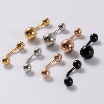 ZF Surgical Steel 14G Gold Plated Ball Shaped Belly Button Ring Claw Setting Inlay Hypoallergenic Body Piercing for Women Girls