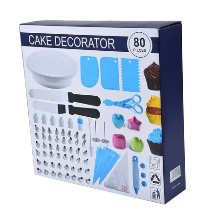 80pcs Baking Accessories Set Cupcake Turntable Icing Piping Tips Pastry Bags Spatula & Smoother for Rotating Stand