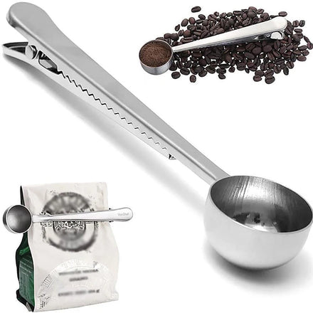 2-in-1 Measuring Tool and Coffee Scoop Equipped with alligator Clamps Ensure Your Coffee Stays sealed and Fresh