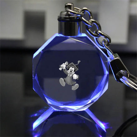 Wholesale Custom Logo 3D Laser Engraved Clear K9 Crystal Keyring LED Light Dog Keychain for Personalized Use by Child