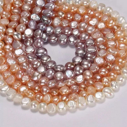 DIY Flat Double Light Irregular Pearls White Pink Black Freshwater Pearl Strand 6-7MM Fresh Water Pearls