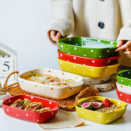 Large Rectangle Cake Bread Baking Pan Double Ear Ceramic Porcelain Bakeware Christmas Baking Dishes Set