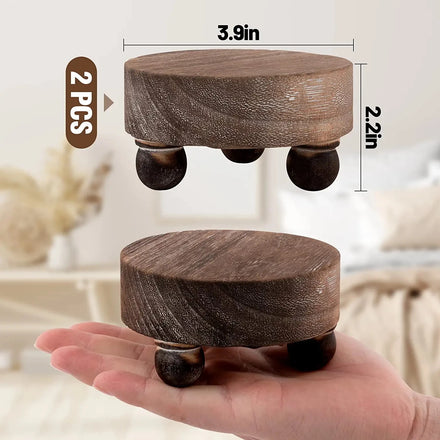 Vintage Round Wood Base Riser Rustic Farmhouse Decorative Display Stool Stand Everyday Installation Type