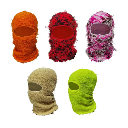 Wholesale Designer Ski Mask Storm Knitted Distressed Camo Balaclava Ski Mask Custom Grassy Balaclava