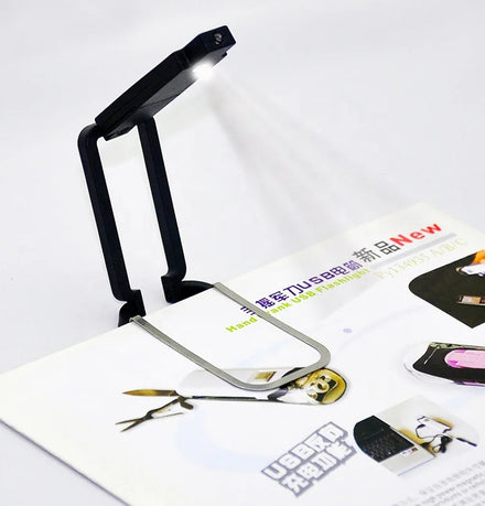 Custom Logo Printing Foldable LED Clip-on Book Light Night Reading Mini Book Lamp