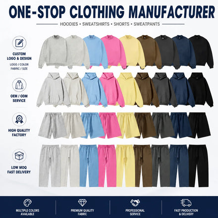 Heavyweight Hoodie Set Custom Logo Embroidery Print OEM ODM Clothing Manufacturer Oversized Streetwear Private Label Wholesale
