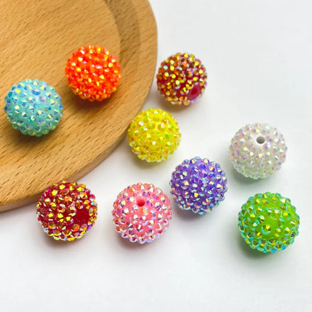 DIY Jewelry Accessories Spacer 20MM Crystal Resin Rhinestone AB Color Bubblegum Ball Beads for Jewelry Making