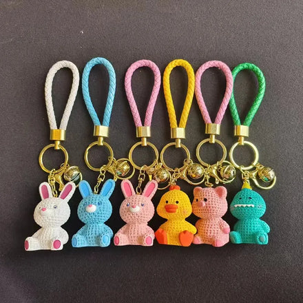 Cute Resin Wool Animal Woven Rope Key Chain Internet Celebrity Fashion Bag Bag Pendant Creative Car Key Chain