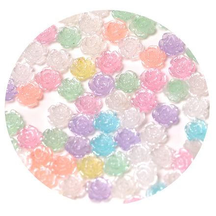 Beautiful Flower Resin Cabochon Beads Colorful Kawaii Miniature Rose Flower for Nail Art Sticker Beads Jewelry