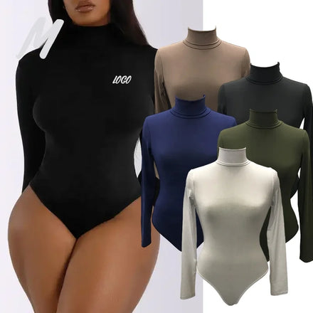 2023 Winter Women'S Clothing Custom Logo Elegant Slim Casual Turtleneck One Piece Ladies Long Sleeve Jumpsuit for Women Mujer