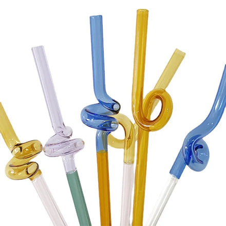 Twist Colored Glass Straws Curved Profiled Straws High Profile Level Coffee Straws Stir Stick 2023 New Arrivals Home