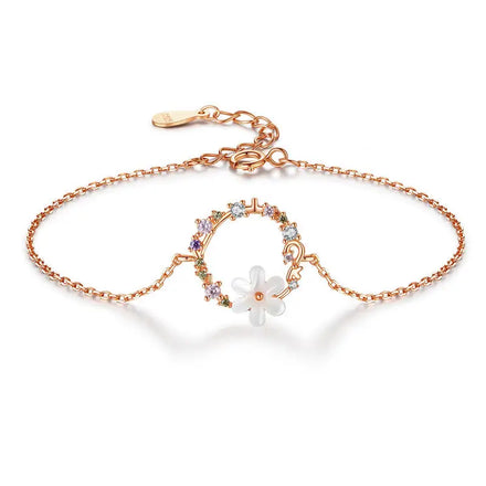 Ins Design Summer Trendy Gift Customization S925 Sterling Silver Garland Charm Bracelet with Circle Chain for Women