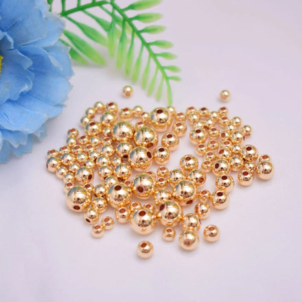 Solid Accessories Stuffing Gold Filled Beads 14k Golden Diy Jewelry Straight Hole Beads Golden Silver Imitation Brass Beads