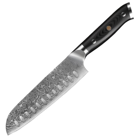 Professional 7 Inch Vg10 Damascus Steel Santoku Knife with 67 Layers G10 Handle Eco-Friendly Gift Box