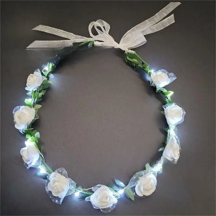 New Hot Sale Glow Garland Party Prom Rattan Headwear Rose Glow LED Light Flower Ring Hair Band Flash Hair Ornament