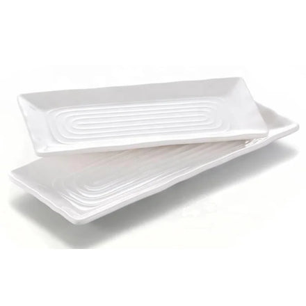 Restaurant Tableware Snack Serving Japandi Event 8 Inch Unbreakable White Rectangle Melamine Sushi Dinner Plate