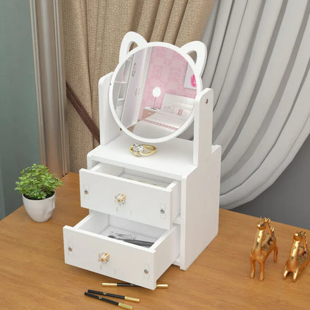 New 2024 Makeup Mirror Portable Girl Desktop Dressing Mirror Student Dormitory Dressing Table Simple Mirror With Storage Box