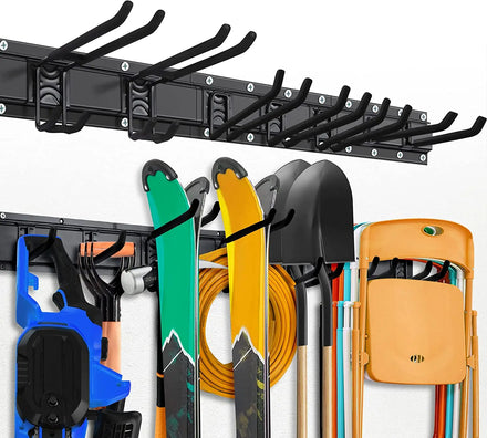 Heavy-Duty Carbon Steel Wall Hooks with 6 Hooks and Multifunctional Garage Hanging Storage Rack Powder Coated All-Season