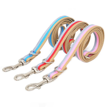 Three-Color Flat Belt Dog Harness Leash Set Easy Walk Martingale Collar with Metal Buckle Polyester Material