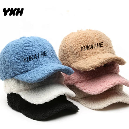 Teddy Faux Lamb Wool Fitted Gorras Caps Outdoor Sports Hats Women Baseball Cap