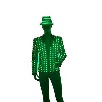 Fashion Men Light up Led Light Dj Laser Jackets With Hats for Dj Party Nightclub Wear Full Color Lighting Dance
