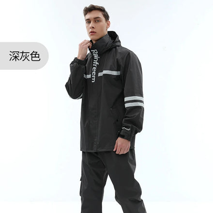 Custom Waterproof Jacket Pants Sets Hi Vis Safety Raincoat Motorcycle Rain Wear Rain Suits Reflective Rain Coat Roupa De Chuva