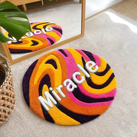3D Design Your Own Logo Tufted Handmade Acrylic Floor Rugs Custom Round Door Mat Carpet for Living Room Non-Slip Pet Friendly