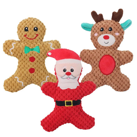 New Style Cartoon Cute Squeaky Christmas Dog Toy Plush Stuffed Dog Toy