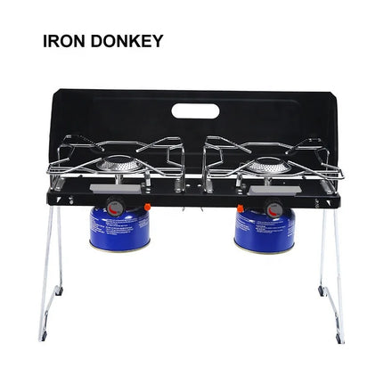IRONDONKEY Outdoor BBQ Folding Card Convenient Camping and Picnic Dual Stove Gas Stove Self Driving Car Mounted Stove