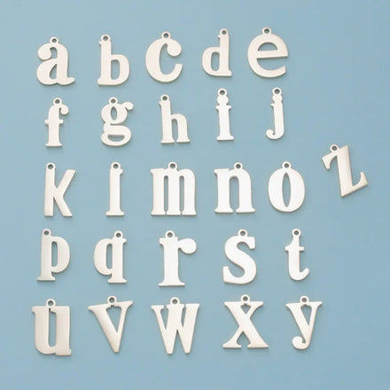 12*17mm Wholesale Stocked No Fade Color Ready Made Stainless Steel 18k Alphabet Gold Silver Lower case Letters