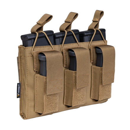 IDOGEAR 500D Nylon Triple Magazine Pouch Molle Tactical Magazine Pouch for 5.56mm 9mm Mags