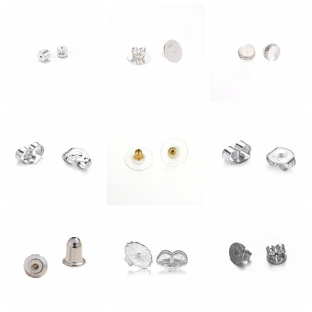 S925 Stamped Jewelry Findings butterfly Earring Back Stopper Gold Plated 925 Sterling Silver Bullet Back Set Safety Ear Post Nut