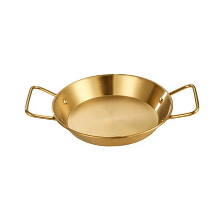 Hot Sales Restaurant Kitchware Stainless Steel Round Plate Seafood Nonstick Paella Pan Non Coating Double Handles Frying Pan