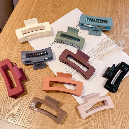 TongLing 10.5CM Non slip Rectangle Strong Hair Styling Accessories Matte Colorful square Claw Clips for Women