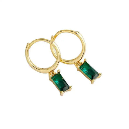 AIJIER Trendy Radiant Cut Zircon Hoop Earrings 18k Gold Plated Sterling Silver for Women