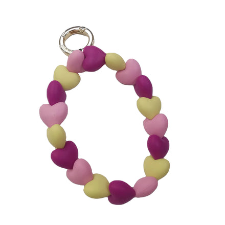 VMacarons Pastel Colour Heart Silicone DIY Beads Cell Mobile Phone Wrist Strap for Women