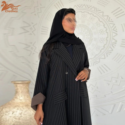 Manufacturer Well Made Abaya Open Front Flower Black Islamic Clothing Women Muslim Dress Ethnic Clothing