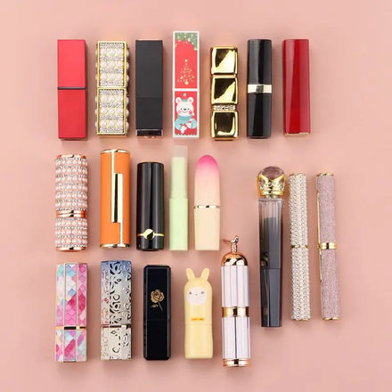 CF Fashion Custom Metallic square Luxury Empty Lipstick Tubes Packaging DIY Plastic Round Cute 12.1mm Lipstick Containers