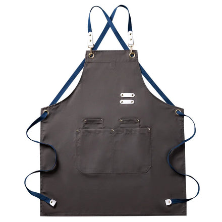 Durable Multi-Pocket Work Apron for Salon Kitchen Coffee Shop Adjustable Straps Waterproof Oilproof Commercial Apron