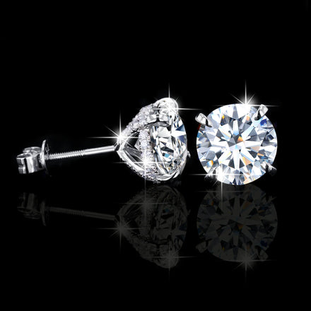 Classic Luxury halo Stud Earrings Real 18K Gold 925 Silver 2 Carat Moissanite Diamond Stud Earrings