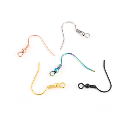 Factory Gold Silver Rose Gold Question Mark Hook 304 Stainless Steel Ear Hook With Beads Coil Spring Ear Hooks