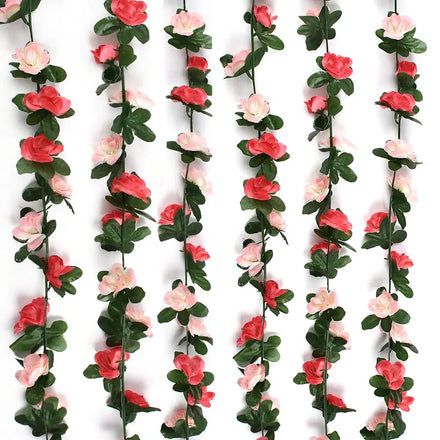 45 Head 8.2 FT Red Flower Garland Rose Flower Banners Artificial Aesthetic Flowers for Wedding Arch Party Garden Craft