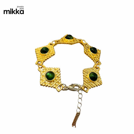 Baroque Fashion Green Resin Bracelet Geometric Ins Korean Design Rhombic Bracelet Women